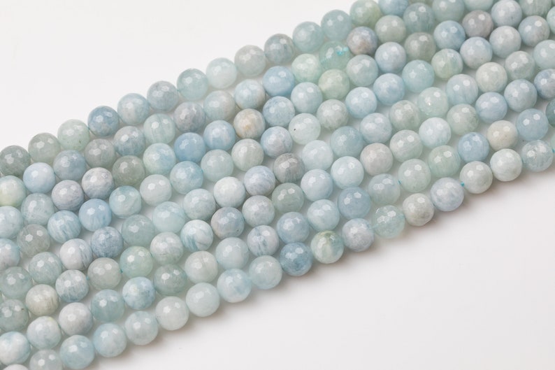 Natural WHOLESALE Faceted Blue Aquamarine Beads in Faceted Round Beads Full Strands 4mm 5mm 6mm 8mm 10mm 12mm Grade AB image 4