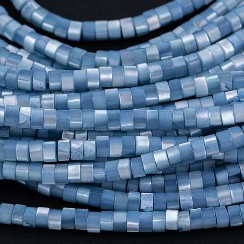 Darkest Blue Mother of Pearl 4mm Heishi Beads 15.5" Strand Shell Beads