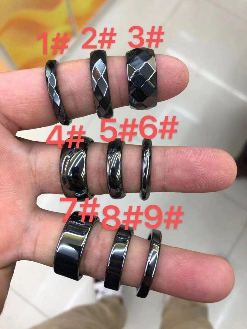 Hematite Ring Hematite Ring Hematite Rings Basic Ring Band Hematite Band Ring Bands Hematite Bands Jewelry Faceted Size 5 6 8 7 9 10 mm01 