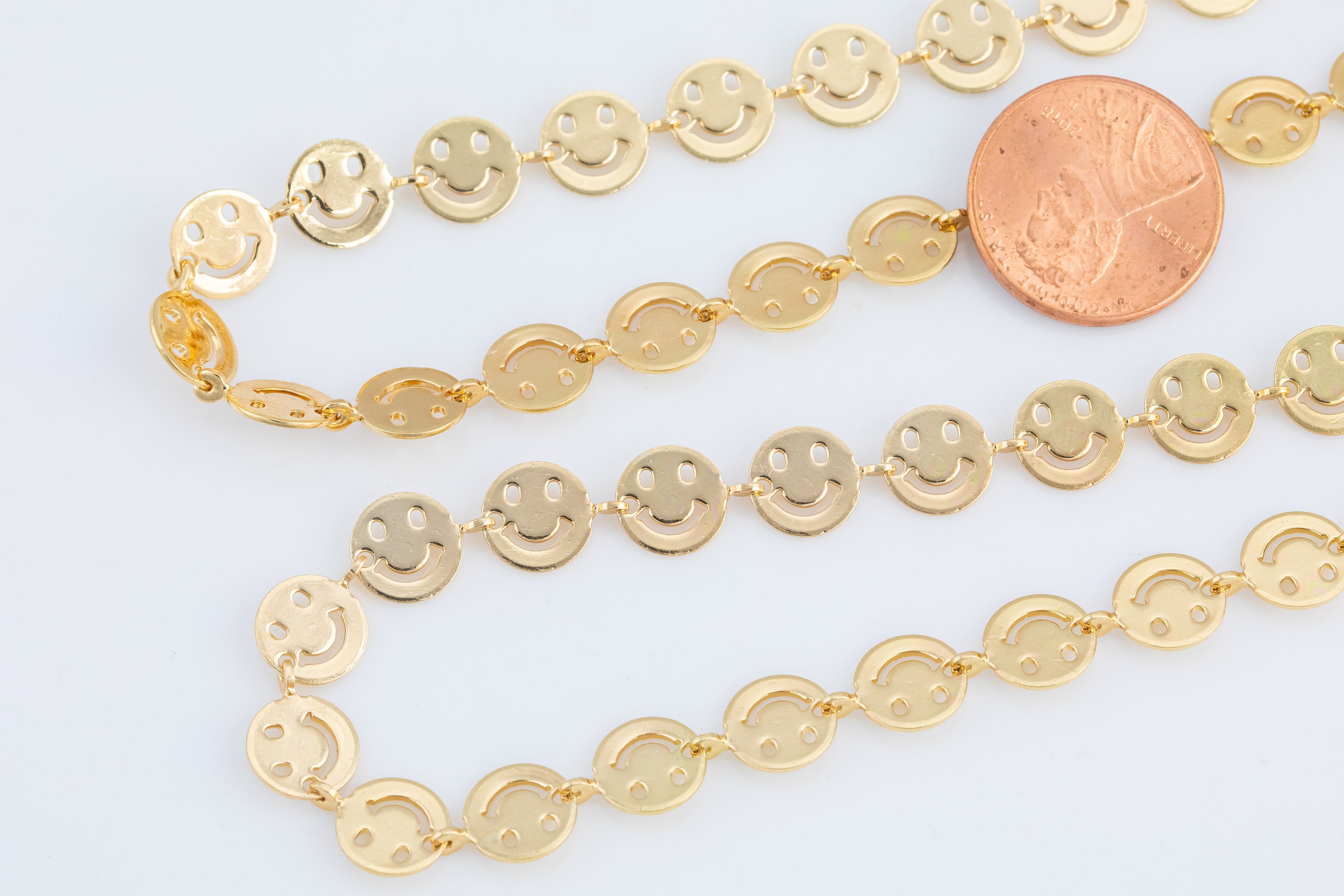 18k Gold Fancy 8mm Smiley Face Chain by 