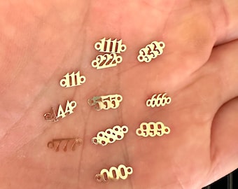 Angel Number Connectors - 4mm 14kt Gold Filled Angel Numbers for Bracelet - 1111 Number Link for Chain - Wholesale Bulk Permanent Jewelry