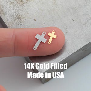 2pcs Cross Connectors - 14Kt Gold Filled or Sterling Cross Connectors Religious Link Bracelet or Necklace Permanent Jewelry
