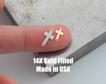 2pcs Cross Connectors - 14Kt Gold Filled or Sterling Cross Connectors Religious Link Bracelet or Necklace Permanent Jewelry