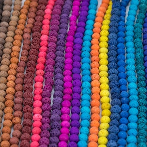 8mm Lava Rock Beads Multicolor Natural Round Loose - Color Colored Lava Beads - Full 15.5" Strands - Wholesale Pricing