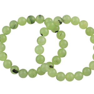 Prehnite Garnet Green Garnet Bracelet Round Size 6mm and 8mm - Handmade In USA - Natural Gemstone Bracelets - Handmade Jewelry - approx. 7"