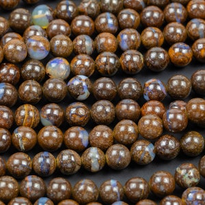 Natural Australian Yowah Matrix Boulder Opal Beads 4mm 6mm 8mm 10mm 12mm 15.5 Strand image 2