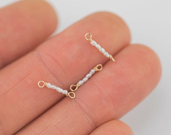 USA Gold Filled Permanent Jewelry Connectors Freshwater Pearl Connector 1420 Gold Filled 1.3mmx12mm 925 Sterling Silver