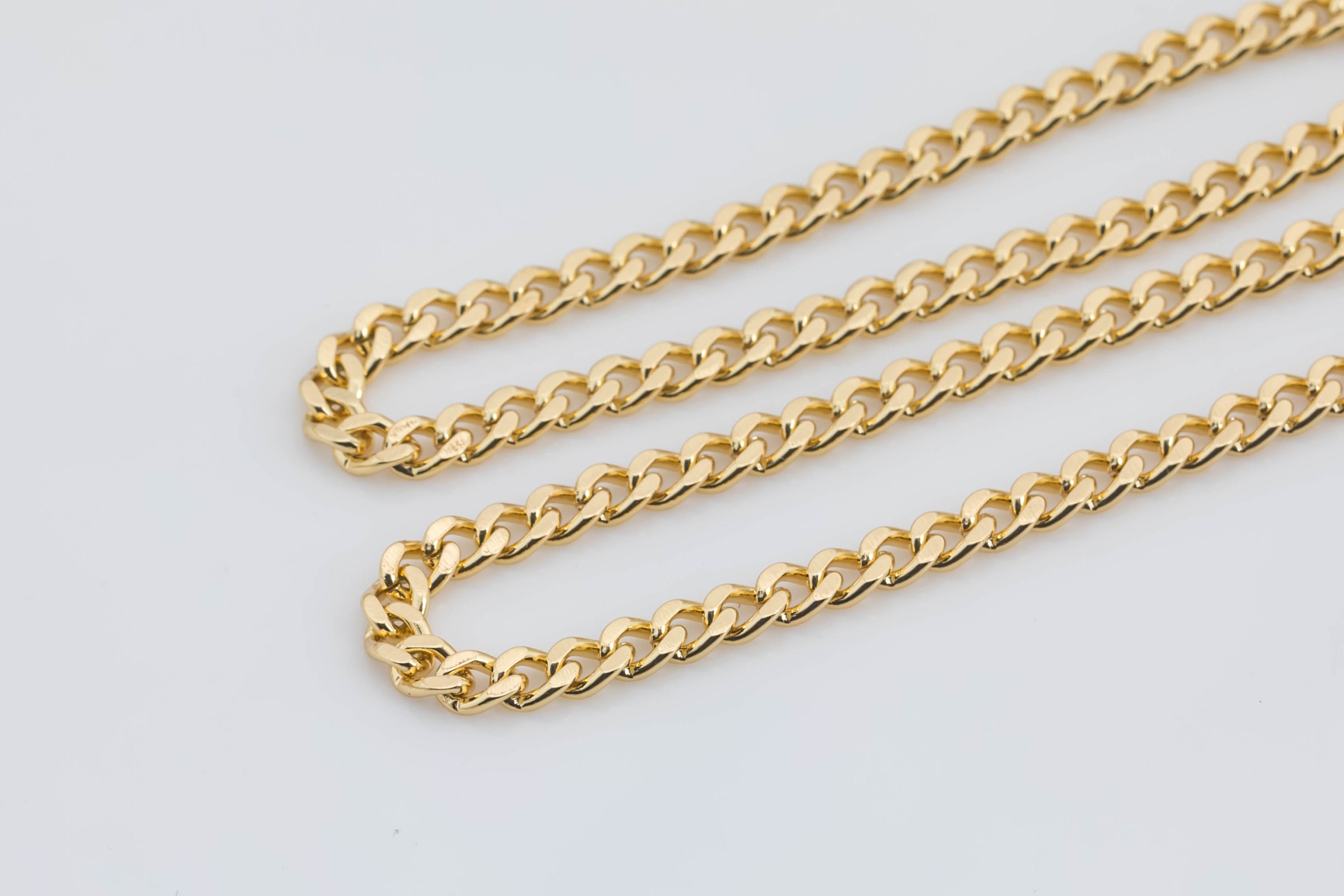 18k Gold Necklace Flat Cuban Curb Chain 3mm 3.5mm 4mm 6mm by Etsy