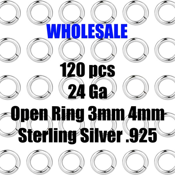 Sterling Silver Open Jump Rings 24 gauge 3mm 4mm 24ga open jump rings sterling silver 925 SS Made in USA Wholesale