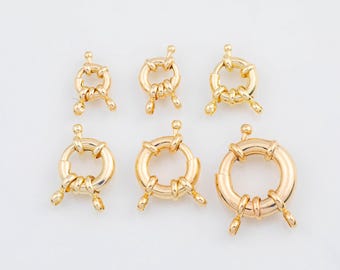 18K Gold PVD Sailor Clasp 10mm 11mm 13mm 15mm 17mm 20mm Round Lobster Clasp - 11mm 22K - Tarnish Resistant