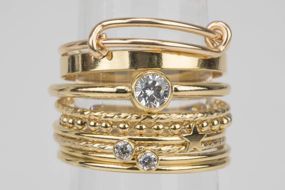 Bague trombone chaîne, bague en or 14 carats, fabriquée aux États