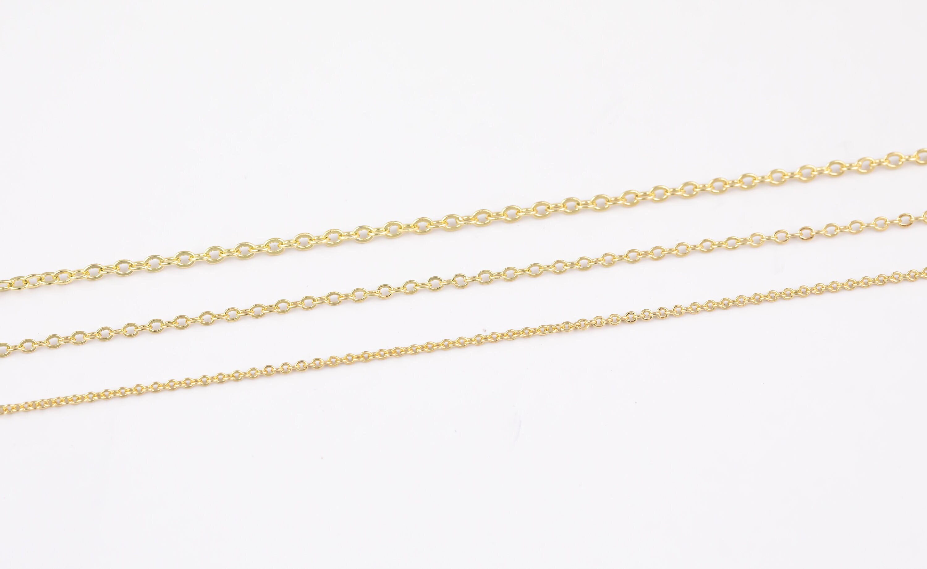 14k Gold Plated Dainty Oval Chains - Tarnish Resistant Standard Flat ...