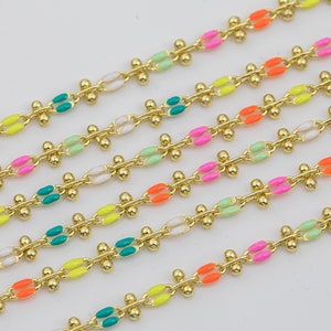 Sierlijke meerkleurige emaille rolo kabel paperclip ketting op maat gesneden, schakelkabel dikke langwerpige ketting, groothandel bulk rolketting sieraden