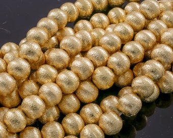 Brushed Gold Copper Beads Round Balls, All sizes! 8 Inch Strand!  6mm, 8mm, 10mm, 12mm, 14mm, 16mm 18mm 20mm 24mm Bulk or Single AAA Quality