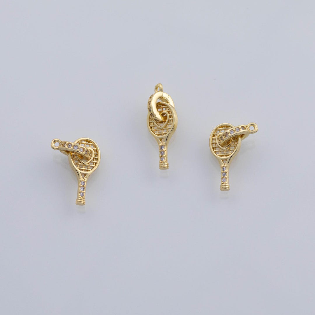 Tennis Racket Plug 18K Gold PVD Tennis Pickle Ball Racket Connector Racquet Charm ...