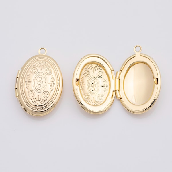 18K Gold pvd Decorative Flower Locket Pendant Love Heart Openable Locket Charm | X-678 23x16mm - Tarnish Resistant