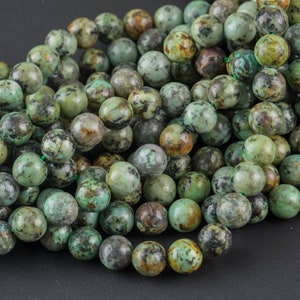 Natural African Turquoise Turquiose Round. 4mm, 6mm, 8mm, 10mm, 12mm Wholesale Bulk or Single Strand Full 15.5 Inch Strand Smooth image 4