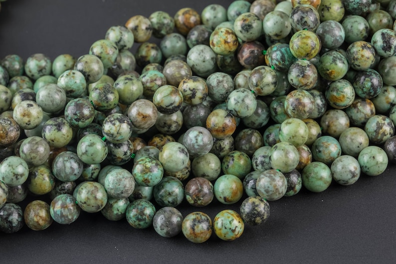 Natural African Turquoise Turquiose Round. 4mm, 6mm, 8mm, 10mm, 12mm Wholesale Bulk or Single Strand Full 15.5 Inch Strand Smooth image 4