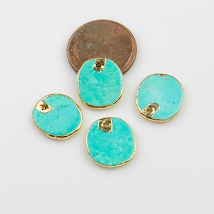 Turquoise Charm Freeform Oval connectors Turquoise Thumb -  Approximately 12*14mm