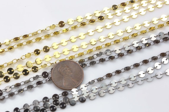 4mm 6mm Sequin Coin Disc Chain 14K Pvd Plating HIGH QUALITY GOLD