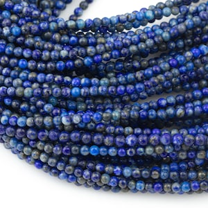 Natural Lapis Lazuli Beads Small 2.5mm 3mm 3.5mm 4mm Round Smooth Small Sizes - Full Strands Gemstone Beads High Quality Untreated No Dye