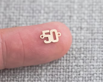 Gold filled football player number for permanent jewelry Supply, number connector, bulk, wholesale supplies for jewelry, Team, charm bar