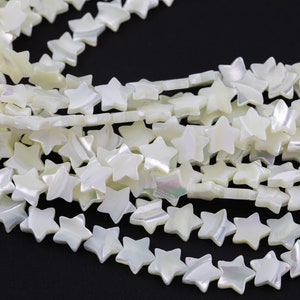 Iridescent White Mother of Pearl MOP Shell Star Beads 6mm to 12mm 15.5'' Strand image 2