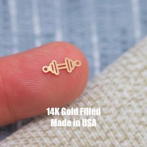 gold filled free weights connector - sterling silver charm bar - 4-5 mm tall -permanent jewelry connectors- supplies, wholesale, bulk, gym