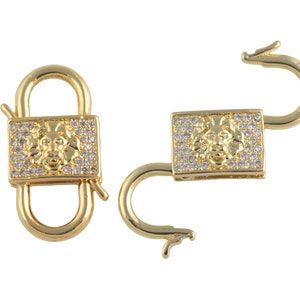 1 pc 14k Gold  Clasp clicker Lion Clasp, 16x27mm, Flower Clover double Clicker ends, Bracelet Necklace Clicker Connector