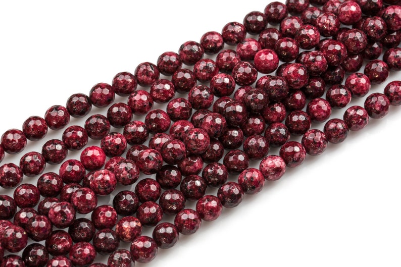 Gorgeous Aggie Maroon Jade, High Quality in Faceted Round 6mm, 8mm, 10mm, 12mm Full Strand 15.5 inch Strand, AAA Quality AAA Quality image 1