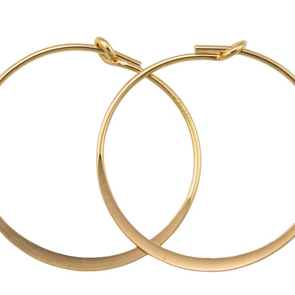 Gold Filled Flat Hoop Earring- 14/20 Gold Filled- USA Product-15mm-20mm-25mm- 2 pieces per order- 1 pairs