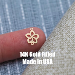 Plumeria Connector - 14Kt Gold Filled Sterling Silver - Hawaii Flower- Flower Connectors - Permanent Jewelry Supply