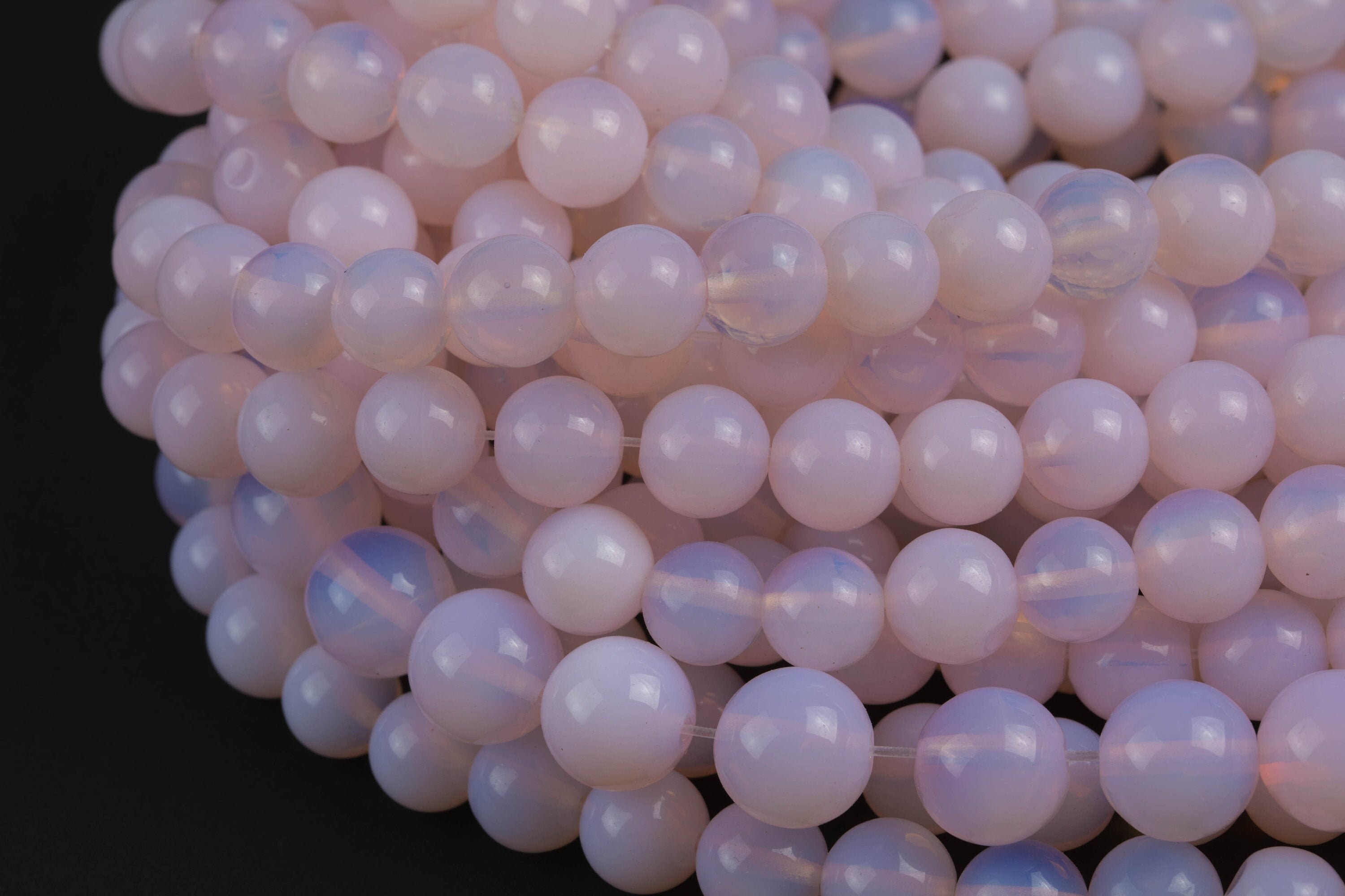 Gigasuperdeal Opalite Quartz Round Beads Strand – 14.5" Strand, 4mm To 10mm, Blue Gemstone