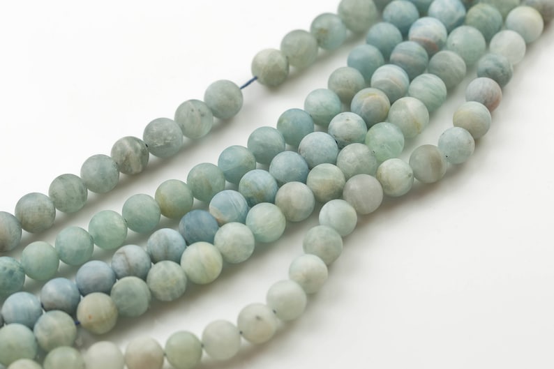 Natural Aquamarine Matte Round Beads in Full Strands. 4mm - Etsy