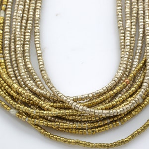 Natural Ethiopian African Brass Beads, Rondelle 1.5-2.0mm 24 inch long strands. Gemstone Beads