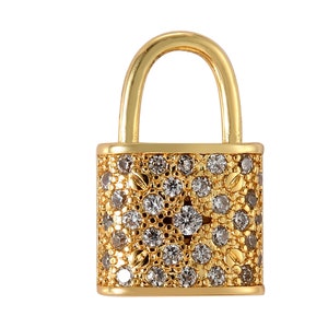 12x18mm Dainty Padlock Lock Charm 18k gold  Micro Pave Charm, Colorful Cubic Charm, Silver Lock, Gold Lock Charm for Necklace Earring