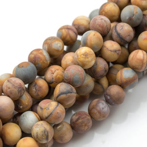Natural Venus Jasper- Matt Round sizes.  4mm, 6mm, 8mm, 10mm, 12mm, 14mm- Full 15.5 Inch Strand Gemstone Beads