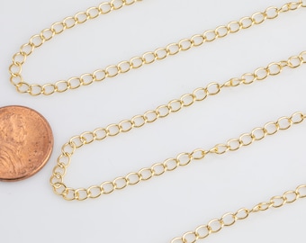 Gold Extender Chain Chain used for extender chains - Strong soldered links -2mm 3mm 4mm 1 yard