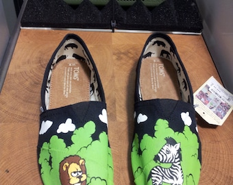 Toms Shoes Customized Cartoon Lion & Zebra Garfield