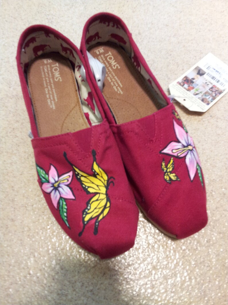 Toms Shoes Customized Butterfly & Flower image 1