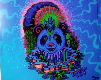 Pandamooniohm LE20 Limited Edition Panda Print Psychedelic Neon Wall Art Home Decor