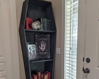 Darkly Divine Coffin Bookshelf - Custom Built and Stained for Your Haunting Collection
