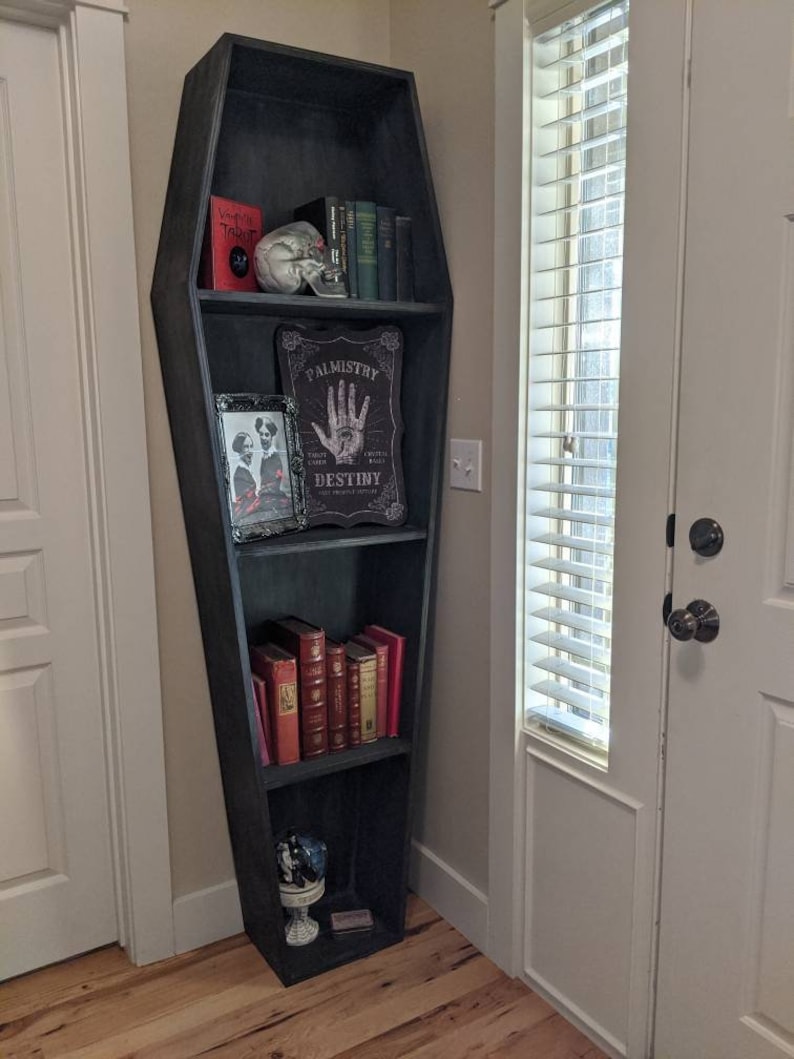 Coffin Bookshelf/ Custom Coffin Shaped Bookshelf/ Stained Wood Etsy