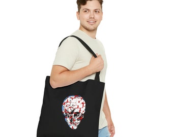 The Exploding Echo : A Skull Print Chronicle - No. 2 - Exploding Tile Skull Print F.Y.T.A.P. Tote Bag