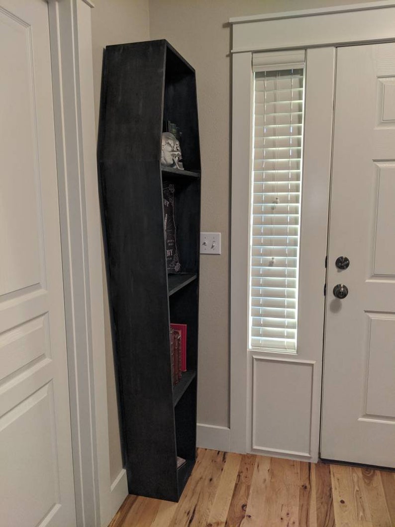 Coffin Bookshelf/ Custom Coffin Shaped Bookshelf/ Stained Wood Etsy