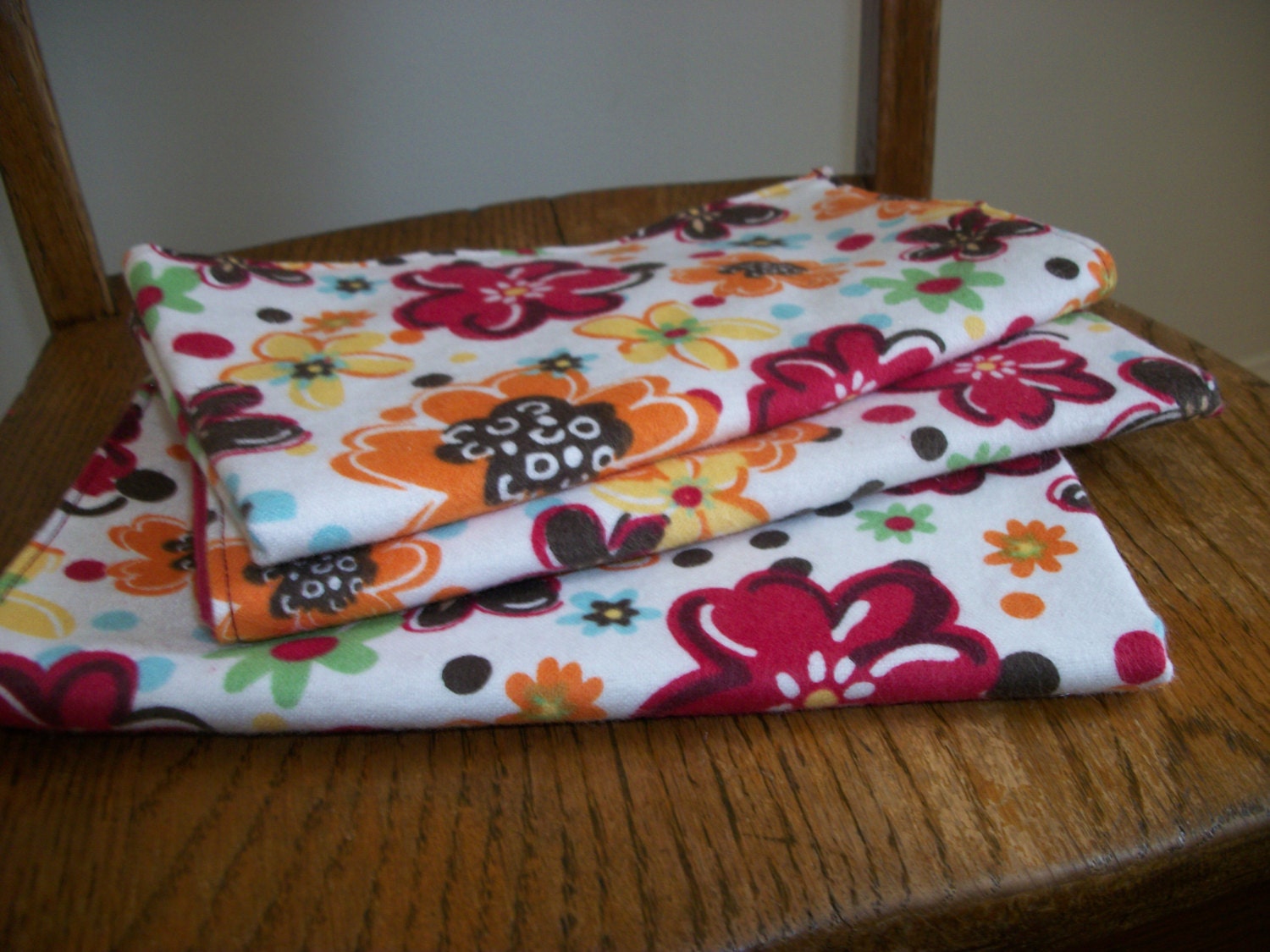 Cotton Flannel Baby Burp Cloths Set of Three for baby girl Etsy