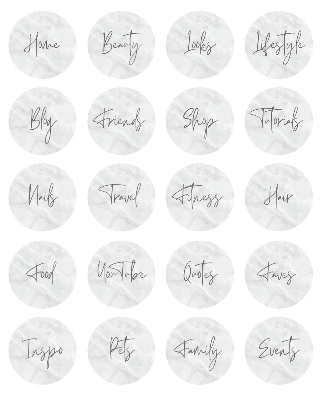 Grey Marble Instagram Highlight Covers Etsy
