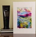 Encaustic Wax Original Art Card, Rainbow Valley, Portrait