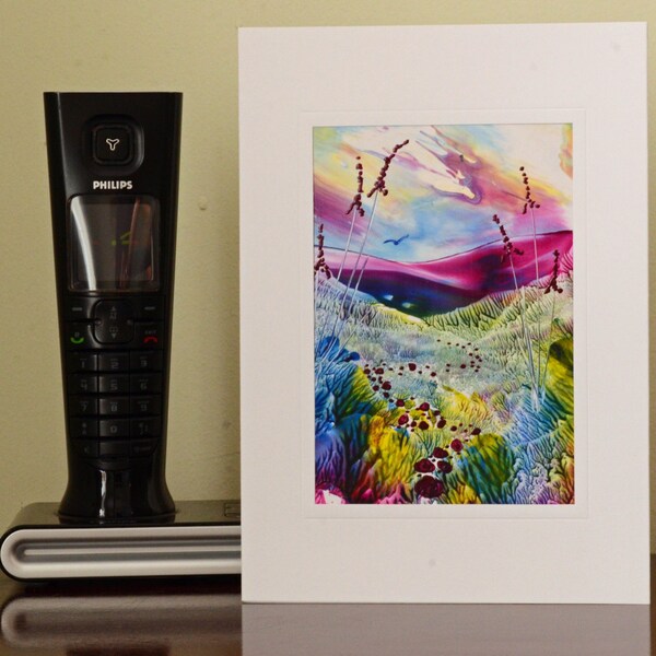 Encaustic Wax Original Art Card, Rainbow Valley, Portrait