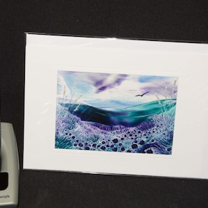 Encaustic Wax Original Art Card, Lavender Meadows, Landscape style